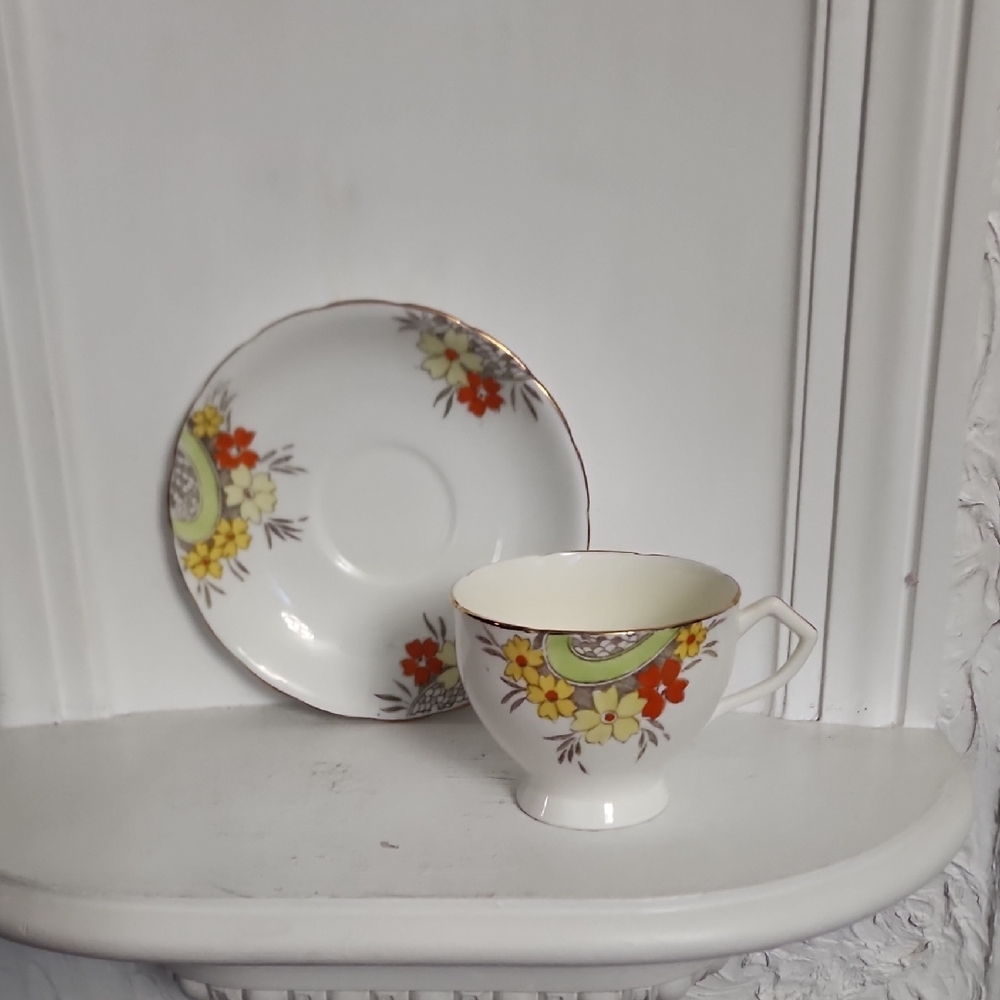 Floral Teacup and Saucer Set